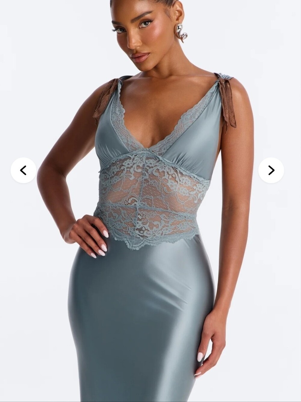 Lace Slip Dress - Blue